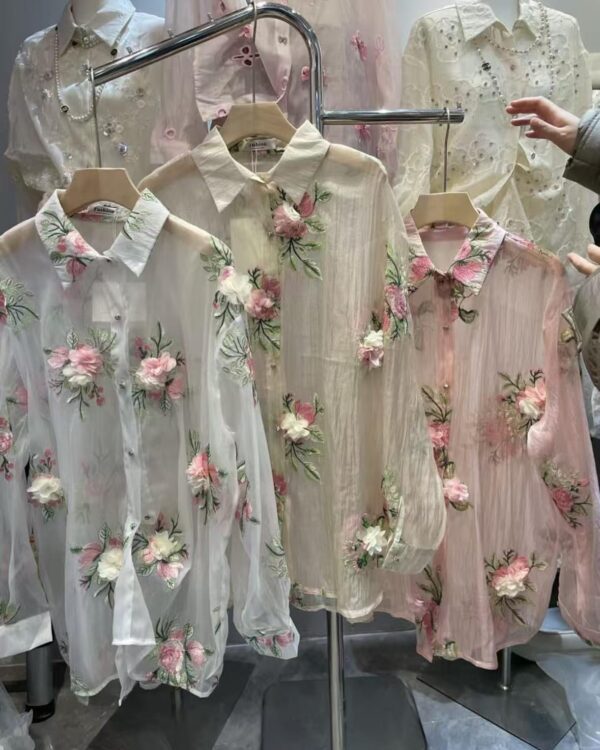 Sheer Shirts with 3D Flowers - Image 6