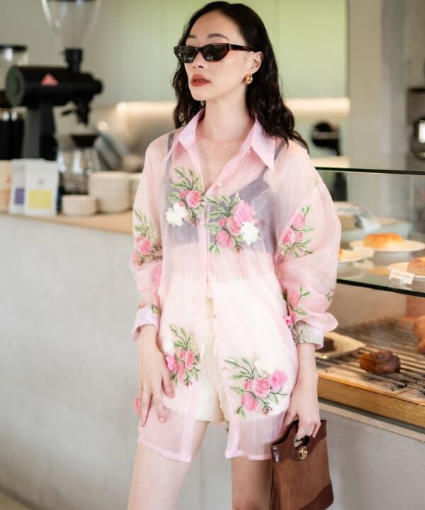 Sheer Shirts with 3D Flowers - Image 2