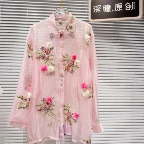 Sheer Shirts with 3D Flowers - Image 4