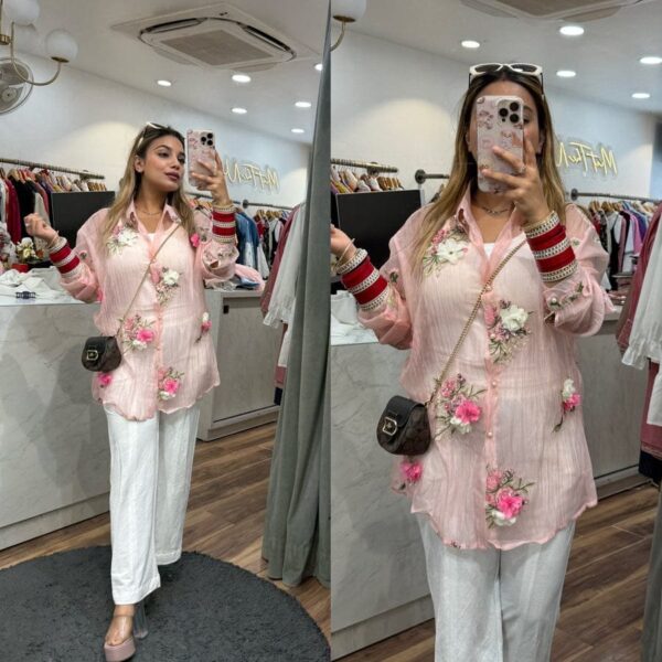 Sheer Shirts with 3D Flowers - Image 5