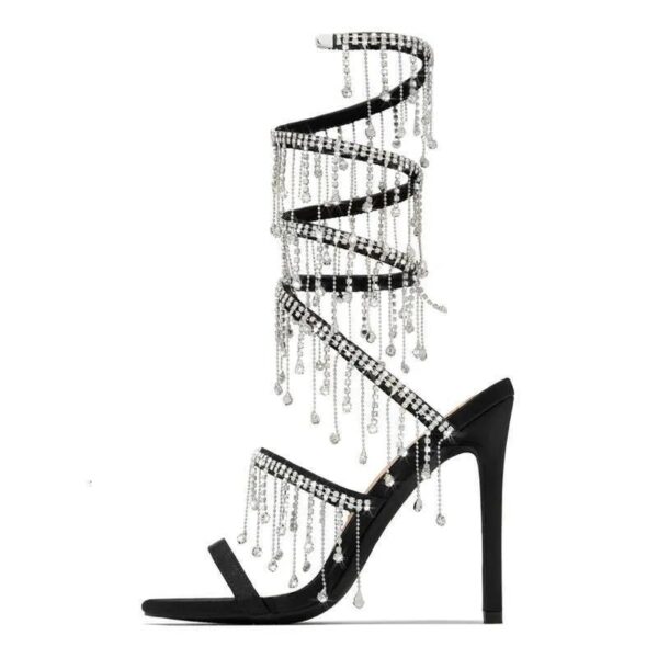 Crystal Tassel Snake Coiled Stiletto Sandals on PREBOOK Copy - Image 5
