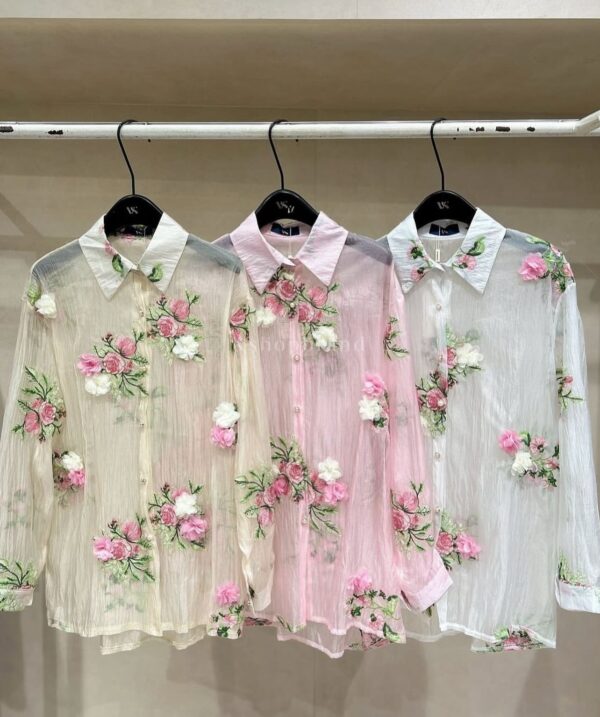 Sheer Shirts with 3D Flowers - Image 7