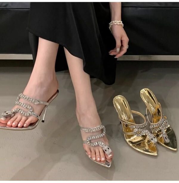Premium Rhinestone Snake Pattern Heels on Prebook