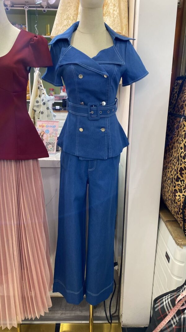 Premium Denim Belted Coord set - Image 2