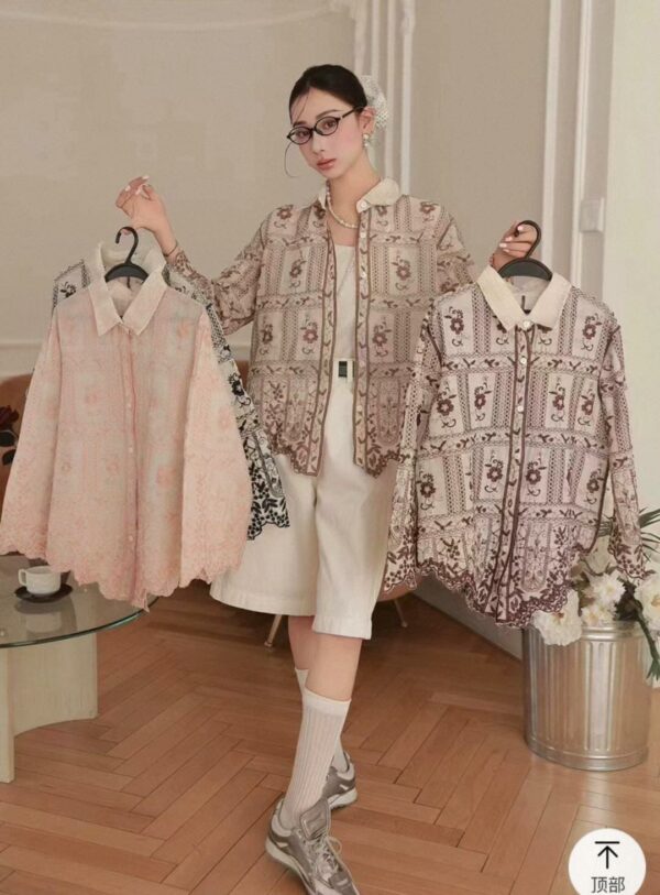 Beautiful retro heavy embroidery single-breasted shirt - Image 6