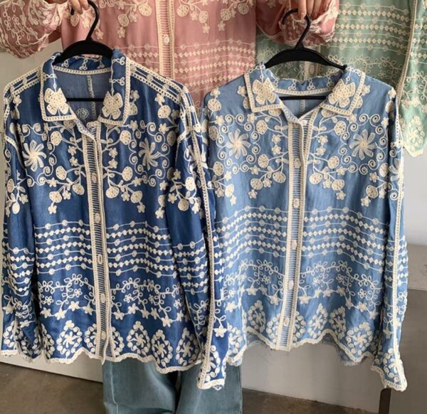 Beautiful retro heavy embroidery single-breasted shirt - Image 2